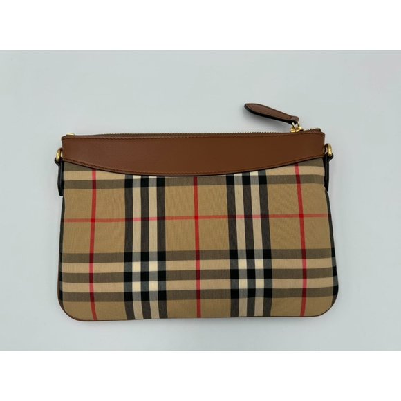 Burberry Horseferry Check Peyton Crossbody Clutch Bag Brown - Picture 3 of 12